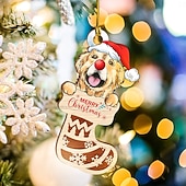 olcso Díszek-10 db-os karácsonyi fa kutyadíszek, aranyos színes nyomtatott kiskutya függődekorációk, ünnepi karácsonyfa függőcímkék otthonra, kirakatba és ünnepi parti dekorációhoz