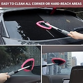 baratos Serviço de Veículo-Ferramenta de limpeza de para-brisas de microfibra 5 em 1 para carro, cabo extensível com 4 almofadas reutilizáveis, limpador de vidros automotivos para janelas internas e externas