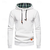 baratos hoodies básicos dos homens-Homens Moletom Moletons Waffle Moletom com capuz Preto Branco Cinzento Com Capuz Tecido Patchwork Bloco de cor Textura Desportos e Ar livre Casual Diário Poliéster Roupa de rua Legal Roupa de Esporte