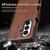 cheap Samsung Cases-Phone Case For Samsung Galaxy Z Fold 7 Z Fold 6 Z Fold 5 Z Fold 4 Back Cover Card Slot Shockproof Retro TPU PU Leather