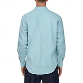 economico camicia da uomo con bottoni-Per uomo Camicia Camicia Estiva Camicia casual Camicia da Spiaggia Camicia con Bottoni Nero Bianco Kaki Azzurro Manica Lunga A righe Colletto alla coreana Vacanza Camicia hawaiana Abbigliamento