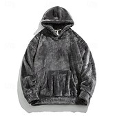 economico Cime-Per uomo Felpa in pile Felpa con cappuccio in pile Felpa termica Manica Lunga Con Cappuccio Top Esterno Calore Termico Inverno Poliestere Grigio scuro Nero Bianco Tennis Allenamento Corsa