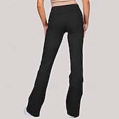 abordables Leggings y mallas de yoga-Mujer Pantalones acampanados Pantalones deportivos Control de barriga Gimnasio De Deporte Pilates Prendas de abajo Color sólido Negro Otoño Deportes Ropa de Deporte Delgado