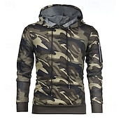 economico Felpa Tattica-Per uomo Felpa con cappuccio Felpa con cappuccio in pile Felpa con cappuccio tattica Felpa con cappuccio mimetica Grigio mimetico Verde mimetico Con Cappuccio Mimetico Tasca Sport &amp; Outdoor Casuale