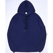 cheap Basic Hoodies-Men&#039;s Hoodie Button Up Hoodie Black White Army Green Navy Blue Khaki Hooded Plain Drawstring Sports &amp; Outdoor Daily Holiday Polyester Streetwear Basic Casual Spring Fall Clothing Apparel Hoodies