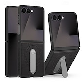 cheap Samsung Cases-Phone Case For Samsung Galaxy Z Flip 7 Z Flip 7 FE Z Flip 6 Z Flip 5 Z Flip 4 Back Cover Support Wireless Charging Kickstand Shockproof Retro TPU PU Leather