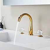 Robinet de lavabo - Classique / Séparé Électroplaqué Diffusion large Deux poignées trois trousBath Taps