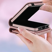 ieftine Carcasă Samsung-telefon Maska Pentru Samsung Galaxy Z Flip 7 Z Flip 6 Z Flip 5 Z Flip 4 Capac Spate cu curea de mână Loc pentru card Cataramă inel Retro TPU PU piele