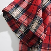preiswerte Herrenhemd zum Knöpfen-Herren Hemd Sommerhemd Freizeithemd Strandhemd Knopfhemd Gelb Rote Grün Kurzarm Karomuster Revers Urlaub Hawaiianisch Tasche Bekleidung Polyester Mode Lässig Bequem