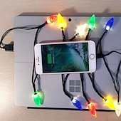 baratos Luzes decorativas-Cabo carregador de luzes de natal para celular, cabos de carregamento de lâmpadas festivas compatíveis com celulares Android