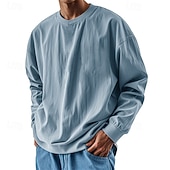 halpa perus t-paidat-Miesten T-paita T-paidat Pitkähihainen paita Pitkähihainen Tiukka pyöreä kaula-aukko Kevät Syksy Tavallinen Muoti Suunnittelija Perus Perinteinen Loma Katu Bile Viini Musta Valkoinen Top T-paita