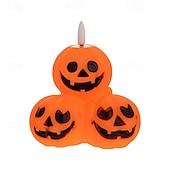 economico Halloween al chiuso-1 pz 10,7 * 10,2 cm zucca di Halloween a tre teste candela elettronica a led per interni ed esterni ristorante bar atmosfera divertente luce notturna batteria LR44 * 3