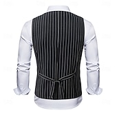 economico Gilet da uomo-Per uomo Gilet Abbigliamento da cocktail Formale Casuale Vintage Moda Primavera Primavera &amp; Autunno Bottoni Poliestere Confortevole Semplice A righe Doppiopetto Collo a U Vestibilità aderente Nero