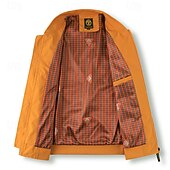 abordables veste de sport-Homme Veste Légère Veste Cargo Veste Décontractée Vacances Quotidien Résistant à l&#039;usure Avec Poches Automne Hiver Uni Mode Classique Col montant Régulier Noir Jaune Orange Bleu de minuit Beige Veste