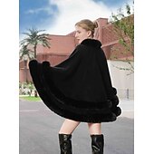 billige Pelssjal-Pelssjal Plus Size Curve Hold Varm Ermeløs Flaggermusermer Polyester Bryllup Wrap Med Ren Farge Til Spesiell Leilighet Høst vinter