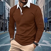 cheap Men&#039;s Classic Polo-Men&#039;s Golf Shirt Golf Polos Shirts Work Casual Lapel Short Sleeve Basic Modern Color Block Patchwork Buttons Spring Fall Regular Fit Black Navy Blue Coffee Gray Golf Shirt