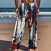 economico Pantaloni casual stampati da uomo-Per uomo Colore sfumato Arte astratta Pantaloni Pantaloni casual Pantaloni Larghi Misura del girovita medio Casual All'aperto Vacanza Coulisse elastica in vita Pantaloni tipo lino con tasche