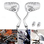 economico Decorazioni per Halloween all&#039;aperto-coppia di specchietti retrovisori laterali a forma di teschio, accessori per moto, design Ghost Claw, specchietti retrovisori modificati riflettenti per scooter elettrici Harley, parti di guida eleganti