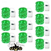 economico Striscie luci a batteria-10 pezzi 5m/16,4ft 50 perline a led luci a stringa per Halloween Natale matrimonio San Valentino festa atmosfera interna ed esterna decorazione stringa di luci scatola batteria AAA funzione timer