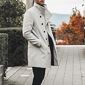 preiswerte Herren-Blazer &amp; -Anzüge-Herren Mantel Trenchcoat Langer Trenchcoat Urlaub Täglich Herbst Winter Polyester Thermowarm Winddicht Oberbekleidung Bekleidung Mode Klassisch Einfach Tasche Revers Doppelreihig
