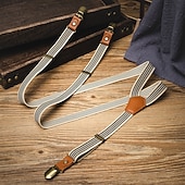 cheap Men's Belt-Men's Suspenders Fashion Polyester Alloy Adjustable Stripes Beige Daily Formal Evening Waist Belt
