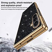 お買い得  サムスン用ケース-電話 ケース 用途 サムスンのギャラクシー Zフォールド7 Zフォールド6 Z Fold 5 Z Fold 4 バックカバー ブリンブリングリッターシャイニー 耐衝撃 PC PUレザー