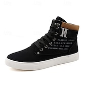 cheap Men&#039;s Sneakers-Men&#039;s Tan Faux Leather High-Top Sneakers with Lace-Up Design, Stylish Casual Shoes for Walking, Work and Weekend Outfits