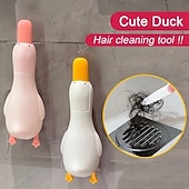 preiswerte Küchenutensilien &amp; Gadgets-2 Stück Haarfänger in Form einer Cartoon-Ente – wiederverwendbares Abflusssieb aus Kunststoff mit Clip und Klebstoff zur Haarentfernung in Küche, Bad, Terrasse und Toilettenabfluss