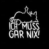  Ανδρική Χιουμοριστική Μπλούζα με Αντάρτη Γάτα  "Ich Muss Gar Nix!" Γερμανική Σλόγκαν - Μικρή Μπλούζα Ζωής