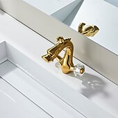 お買い得  浴室・洗面台用水栓金具-バスルームのシンクの蛇口 - クラシック 電気メッキ センターセット 二つのハンドルつの穴Bath Taps