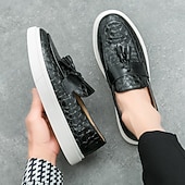 preiswerte Freizeit-Loafer-Braune Herren-Loafer mit Krokodilmuster und Quasten – luxuriöse Slipper für Business, Abendpartys und formelle Anlässe