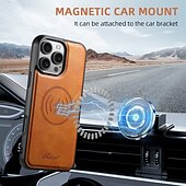 cheap iPhone Cases-Phone Case For iPhone 17 Pro Max 17 Air 16 Pro Max Plus 16 15 14 Pro Max Plus 16e 13 Pro Max Back Cover Magnetic Support Wireless Charging Kickstand Retro TPU PU Leather