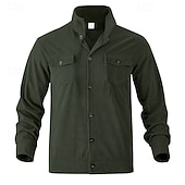 preiswerte Lässige Jacken-Herren Leichte Jacke Cordjacke Freizeitjacke Urlaub Täglich Atmungsaktiv Tasche Frühling Herbst Einfach Mode Klassisch Revers Regulär Schwarz Braun Hellgrau Armeegrün Aprikose Jacken