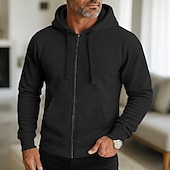 economico felpe con cappuccio da uomo di base-Per uomo Felpa con cappuccio Felpa con cappuccio a zip intera Rosso bordeaux Nero Blu marino Grigio chiaro Grigio scuro Con Cappuccio Semplice Con zip Sport &amp; Outdoor Casuale Quotidiano Streetwear