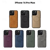 Недорогие Чехлы для iPhone-телефон Кейс для Назначение iPhone 17 Pro Max 17 Air i16 15 14 Pro Max Plus 16e 13 Pro Max Кейс на заднюю панель Магнитный Защита от удара Ретро ТПУ Кожа PU
