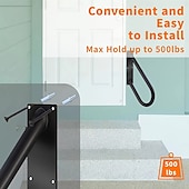 billiga Hemförsörjning-Robust U-format ledstång för 1-3 steg - slitstark lackerad finish, svart trappräcke för inomhus-/utomhusbruk, väggmonterat stegstöd, säkerhetsstång för trappor, badrum, veranda, garage - enkelt