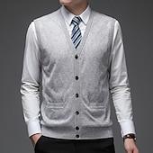 preiswerte Herren Strickjacke-Herren Pullover Kleid Pullover Strickjacke Strickpullover Gerippt Stricken Normale Oberteile Gestrickt Gerippt Einfach V Ausschnitt Mode Schals Formell Geschäft Bekleidung Frühling Herbst