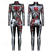 billige Printing-Mønstrede Zentai-drakter Cosplay kostyme Kroppsdrakt Printer Skjelett Kranium Karnevalskostyme heldekkende drakter Herre Dame Gutt Sexy kostyme Halloween Kostyme til Ytelse Fest Maskerade Barne Voksne