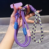 baratos Cordões de telefone e pulseiras-Nova corda longa, elegante e versátil para pendurar telefone, corda diagonal colorida com emenda dupla de dopamina, corda longa de emenda transversal