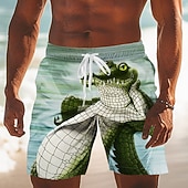  Per uomo Animale Coccodrillo Divertente Costumi da bagno Pantaloncini da mare Pantaloncini da Surf Misura del girovita medio Hawaiano All'aperto Vacanza Abbigliamento Quotidiano Tasche Laterali