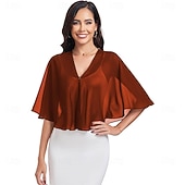 economico Scialle del Capo-scialli e mantelle trasparenti per feste serali formali, mantelle in chiffon con scollo a V per donne, scialle per invitati a matrimoni