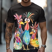 ieftine Tricouri cu imprimeu animal-Bărbați Cocoș Amuzant Tricou Manșon scurt Tricou Tipărire 3D Stil Nautic Cămașă Exagerat Designer Petrecere Concediu Albastru piscină Negru Mov Vară Primăvară Îmbrăcăminte S M L XL XXL XXXL