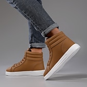 cheap Men&#039;s Sneakers-Men&#039;s Green Faux Leather High-Top Sneakers with Black Sole, Fashion Lace-Up Casual Shoes for Streetwear, Parties and Daily Wear