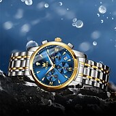 economico Orologi al quarzo-il nuovo orologio da lavoro con bracciale in acciaio inossidabile olevs con calendario luminoso, piccolo orologio al quarzo multifunzionale da 24 ore, tre lancette, orologio da polso sportivo da uomo