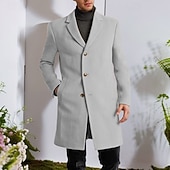 preiswerte Herren-Blazer &amp; -Anzüge-Herren Mantel Trenchcoat Langer Trenchcoat Urlaub Täglich Herbst Winter Polyester Winddicht Warm Oberbekleidung Bekleidung Mode Klassisch Einfach Tasche Revers Einreihig