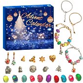 cheap Advent Calendar-Christmas Advent Calendar Bracelets 2025 for Girls, 24 Days DIY Jewelry Making Kit with 22 Charm Beads and 2 Adjustable Bracelets, Xmas Countdown Gift for Kids Teens Women