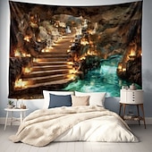 Недорогие Настенные гобелены-гобелен Плакаты Гобелены 森林 Пейзаж 3D фантазия Спальня Гостиная Общежитие Украшения Стена Дверь Фон