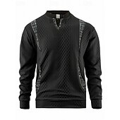 billige Basic gensere-Herre Genser Svart Hvit Navyblå Kakifarget Grå V-hals Fargeblokk Jacquardvevnad Lapper Sport &amp; Utendørs Daglig Ferie Polyester Gatemote Grunnleggende Fritid Vår Høst Klær Gensere Gensere