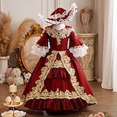cheap Dresses-Retro Vintage Rococo Fancy Maxi Cocktail Dress Accessories Bell Sleeve Princess Bow Retro Ball Gown Point Fancy Dress Girls' Royal Christmas Halloween Carnival Masquerade Wedding Party Festival Kid's