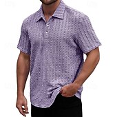 cheap Men&#039;s Classic Polo-Men&#039;s Golf Shirt Golf Polos Shirts Work Casual Lapel Short Sleeve Basic Modern Plain Jacquard Buttons Summer Spring Regular Fit Wine Black Light Green Navy Blue Sky Blue Purple Golf Shirt
